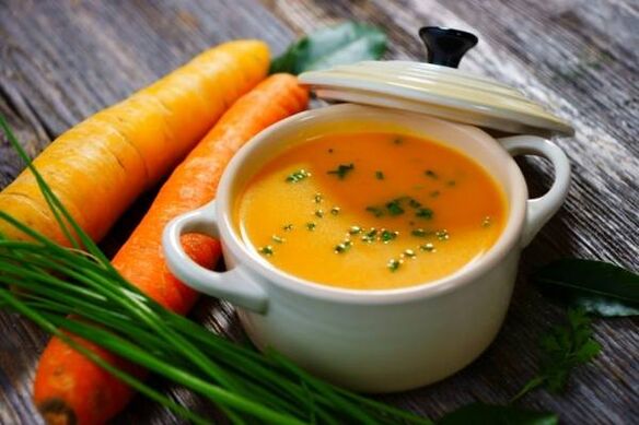 Potato and carrot soup puree in the menu of a gentle gastritis diet